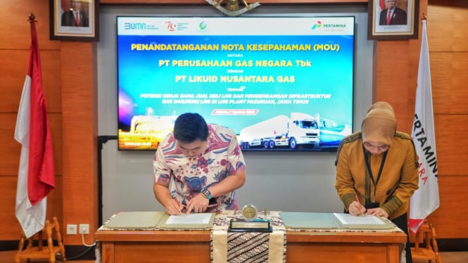 PGN dan LNI Teken Nota Kesepahaman untuk Mengeksplorasi Peluang Kerja Sama LNG di Jawa Timur